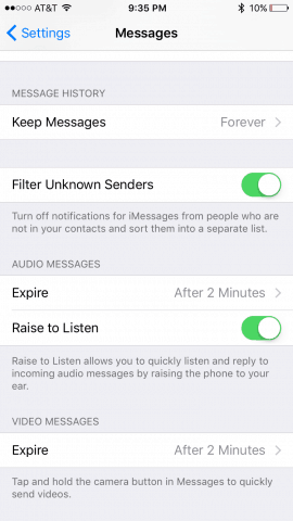 filter unwanted messages