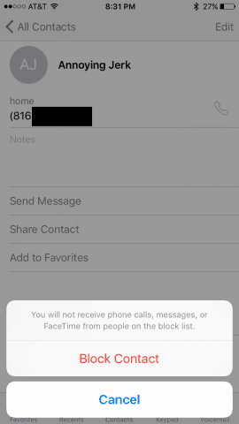 how to block iphone calls