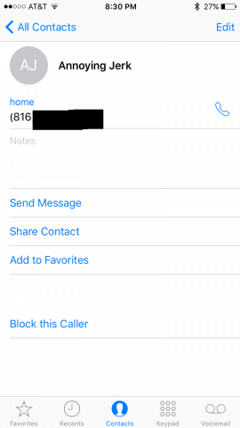 Block iPhone calls 