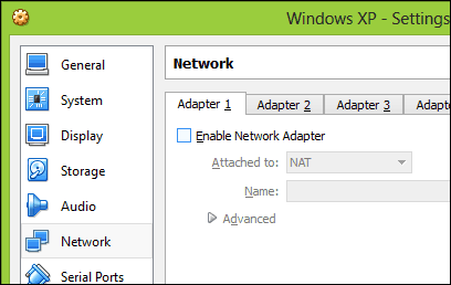 disable network vbox