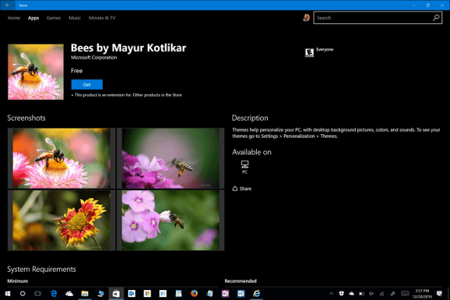 Themes, Windows 10 Creators Update, Personalization, Control Panel