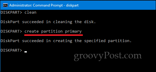DiskPart Windows 10 command line