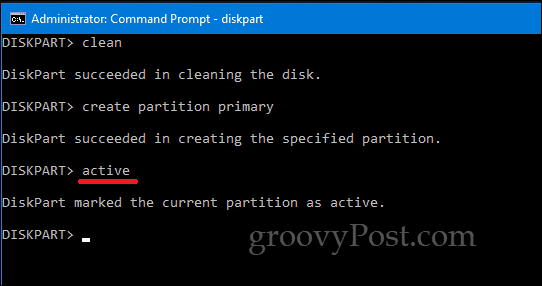 DiskPart Windows 10 command line