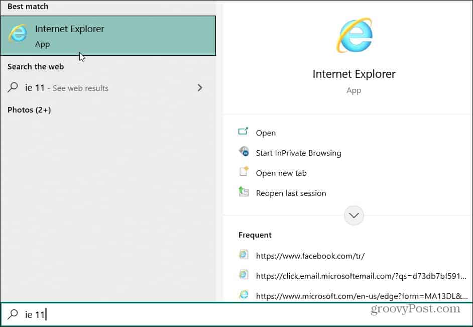 ie 11 search
