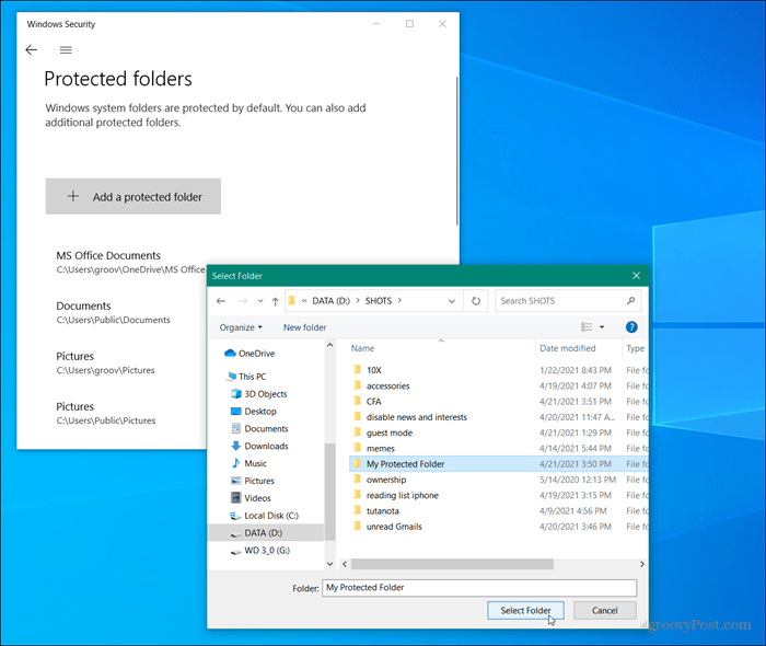 add protected folder controlled access