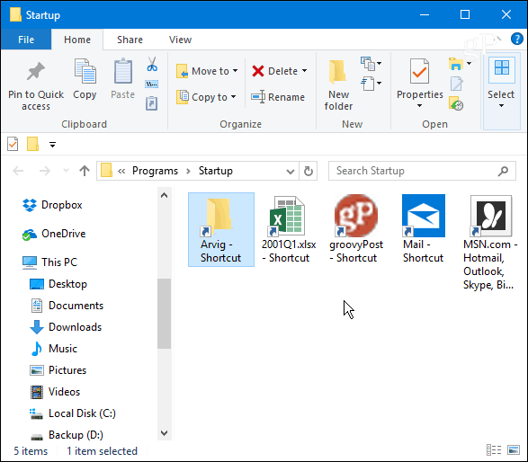 Startup Folder Windows 10