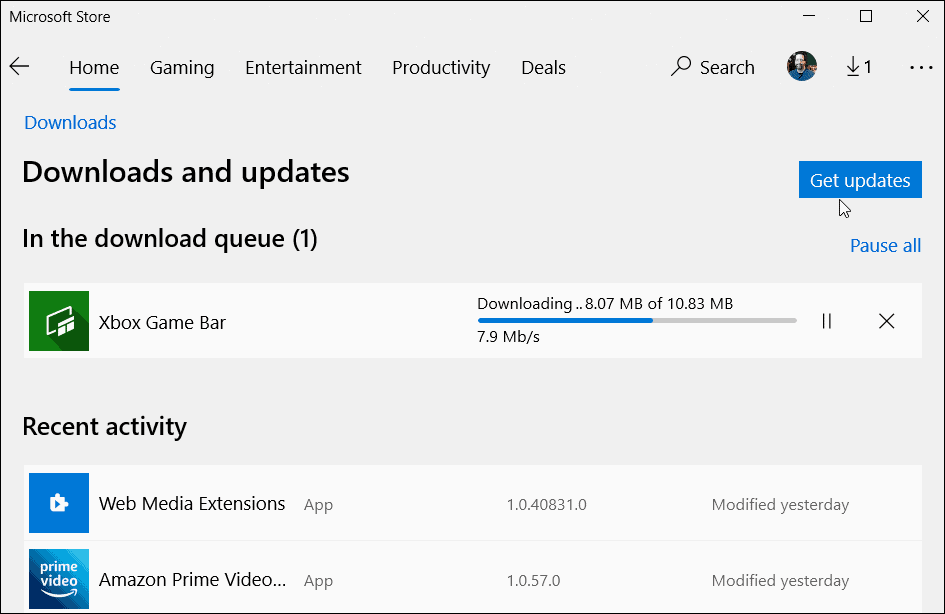 windows 10 Microsoft Store app update