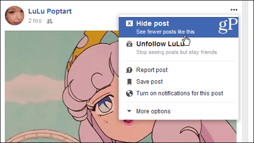 1 hide Facebook Post