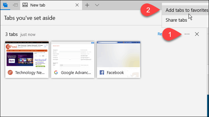 Add tabs to favorites