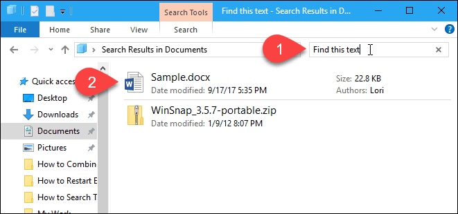Search through contents of files
