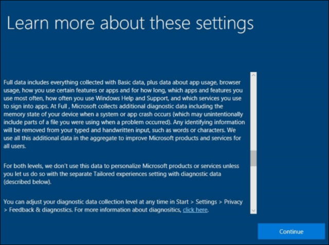 Windows 10 Learn More Privacy Settings