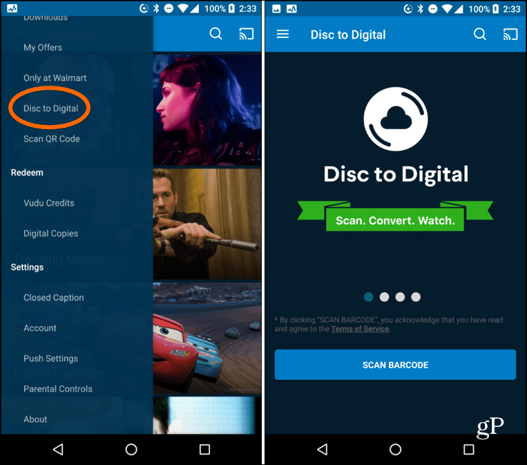 1 Vudu App Disc to Digital