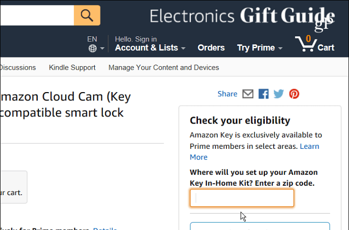Check Zip Code Amazon Cloud Cam Key Service
