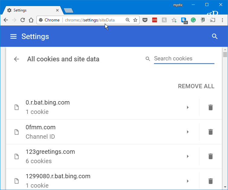 Search Cookies in Chrome