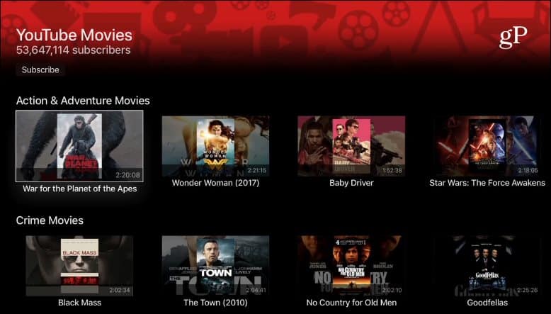 preview YouTube Movies Apple TV