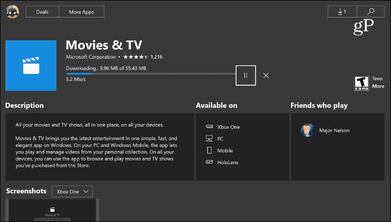 Phim và TV 1 cài đặt Xbox