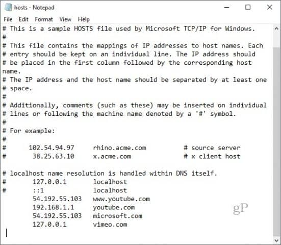 windows hosts file 't update
