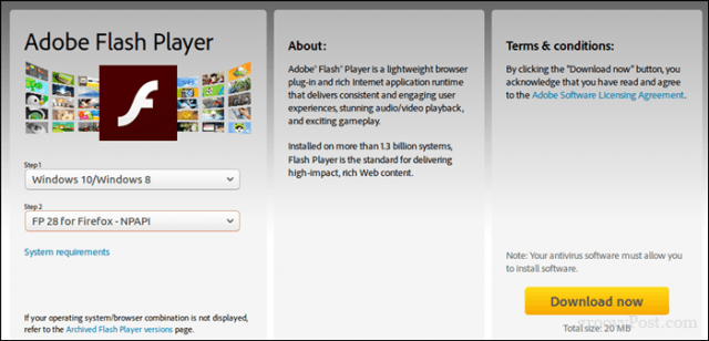 flash adobe player download windows 10