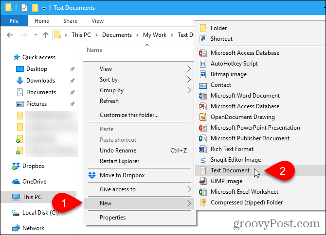 Go to New > Text Document in Windows File Explorer