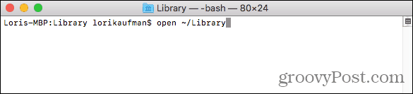 Open the Library folder in Finder from the Terminal on Mac