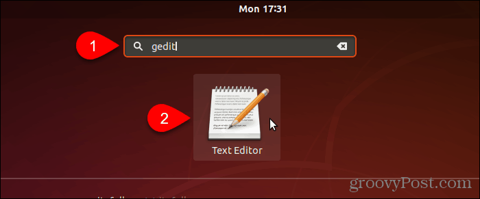 Search for and open gedit in Ubuntu
