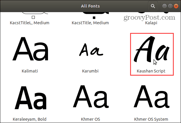 Font in All Fonts list