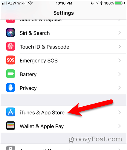 Tap iTunes & App Store on the Settings screen