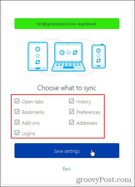 Choose what to sync