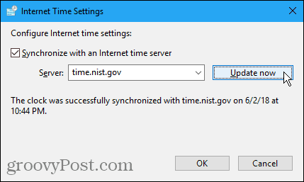 Window Time and language settings - Synchronize time with server