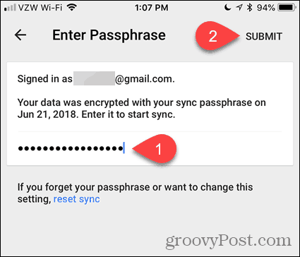 Enter Passphrase in Chrome for iOS