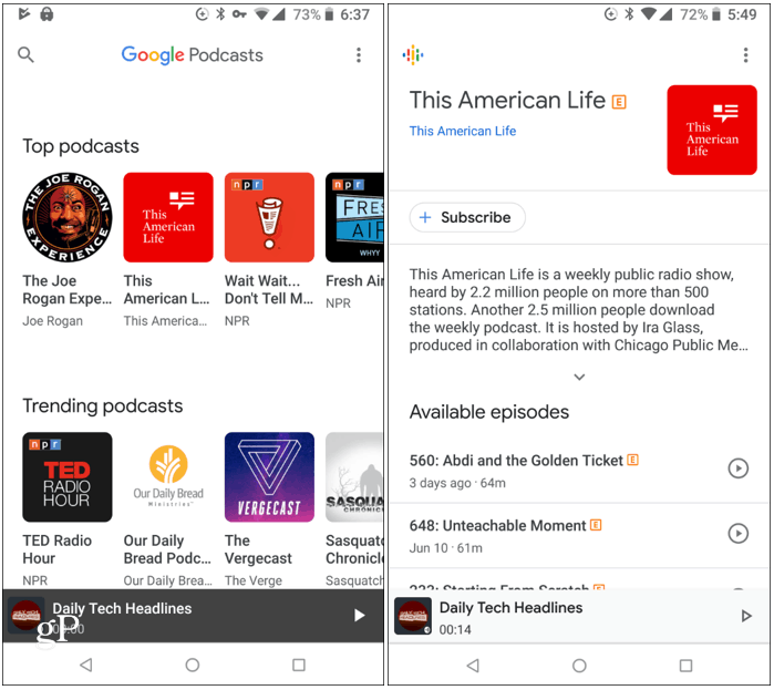 Application Google Podcasts Android 1