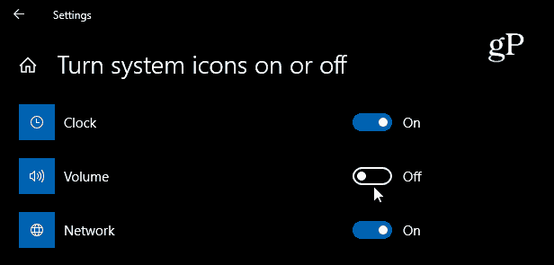 Turn off Sound Icon Windows 10