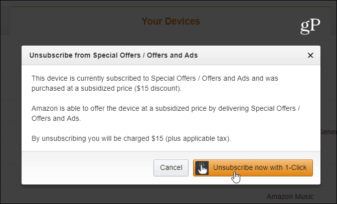 Unsubscribe Offers and Ads One Click Fire HD