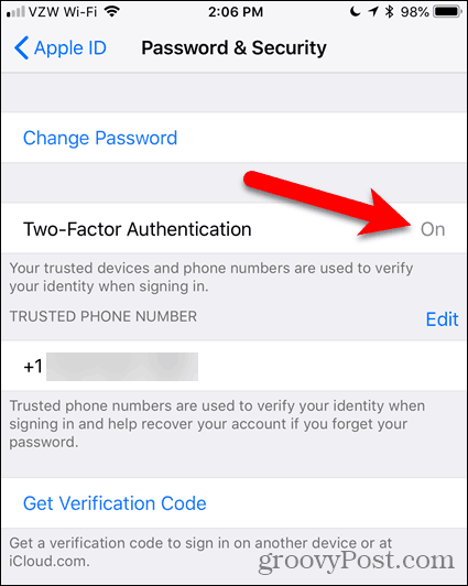 Two-factor authentication on iOS