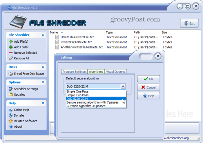 File Shredder secure deletion tool for Windows