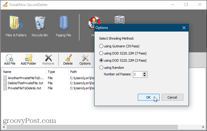 SecureDelete secure deletion tool for Windows