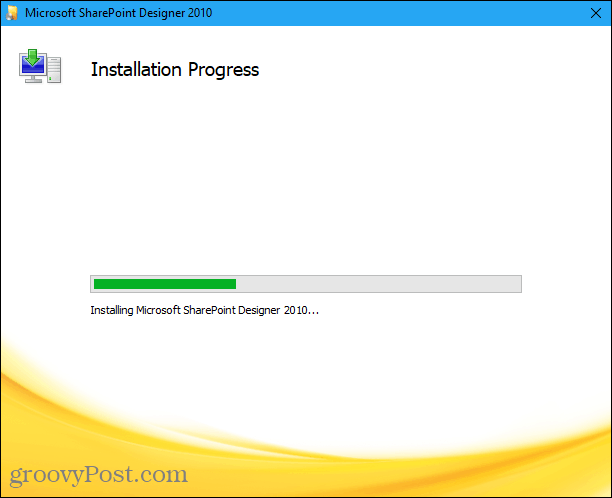 Installation progress for installing Microsoft Office Picture Manager in the Sharepoint Designer 2010 installation
