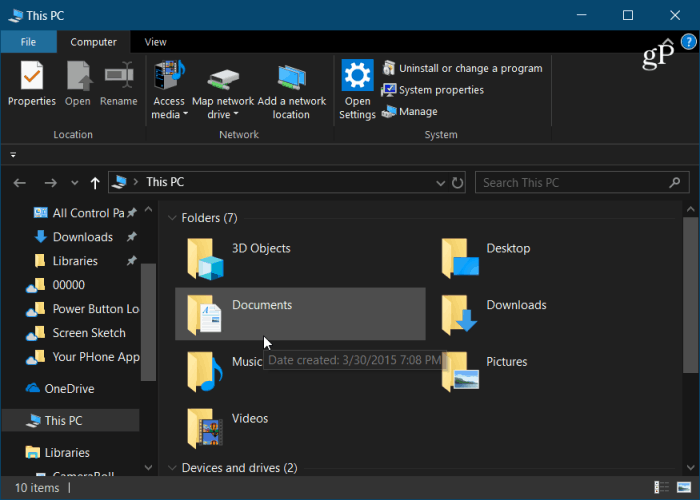 Windows 10 File Explorer Dark Mode