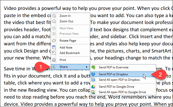 Use the right-click menu to share a PDF file in PDFelement 6