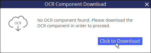 OCR Component Download dialog box in PDFelement 6