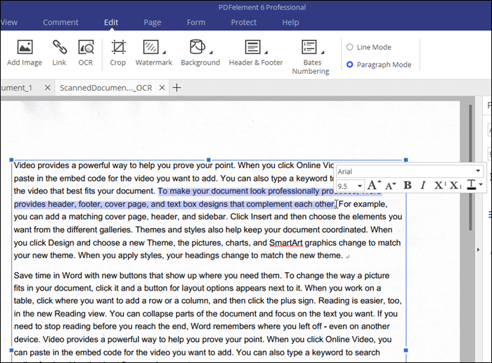 Editable text from OCR in PDFelement 6