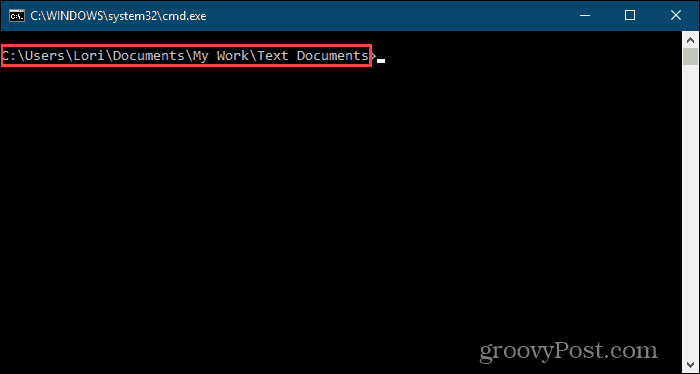 Command Prompt window open to a specific folder in Windows