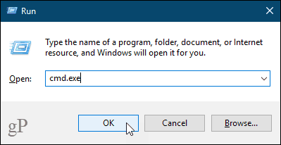 Open the Command Prompt window in Windows 10