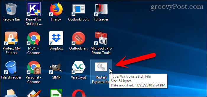 Run a batch file on the Windows 10 Desktop