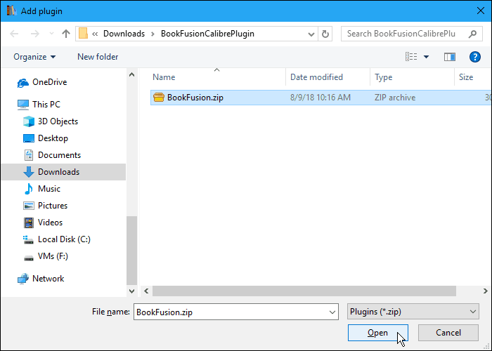 Add plugin dialog box in Calibre