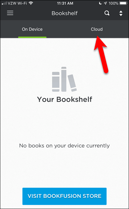No books in BookFusion on iOS device