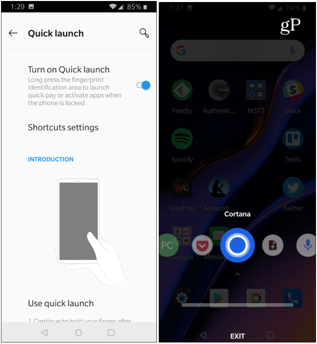 Quick Launch Shortcuts OnePlus