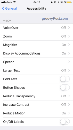 iOS Accessibility Features