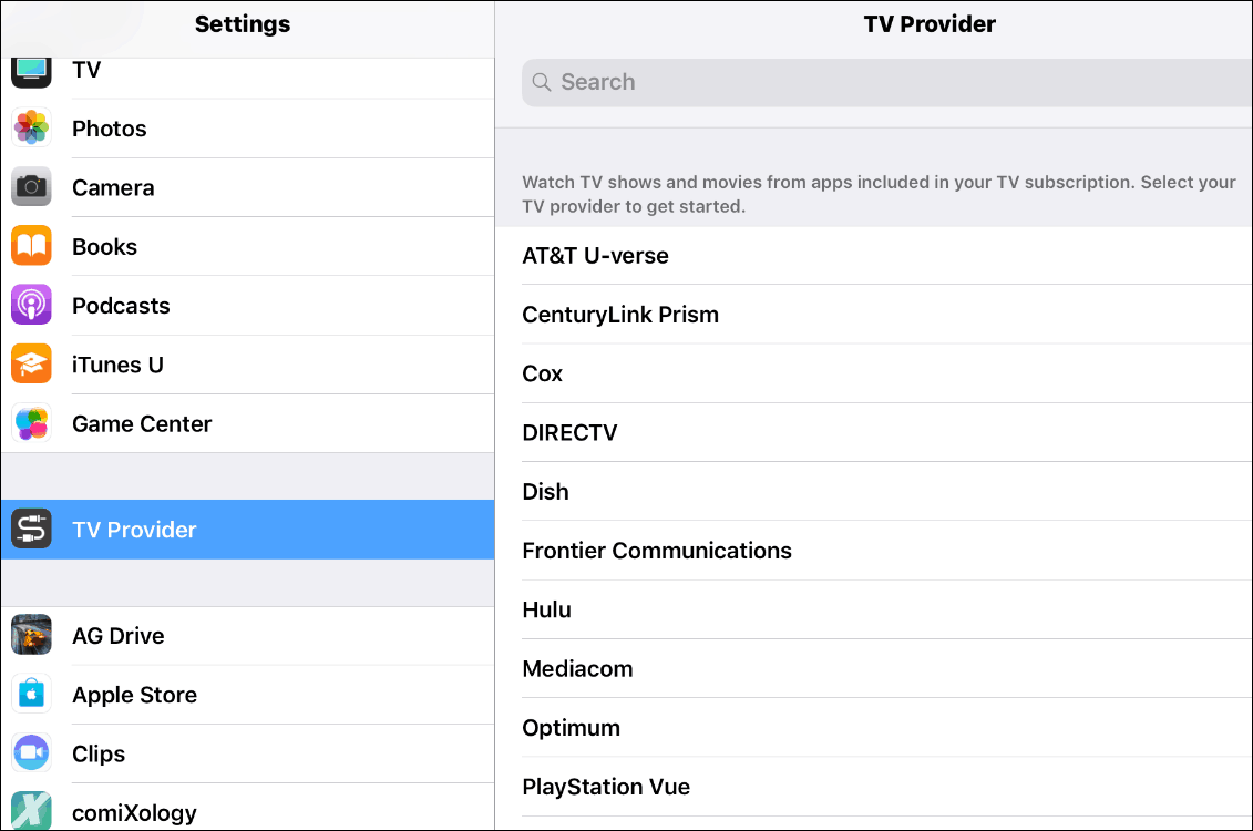 TV Provider iOS