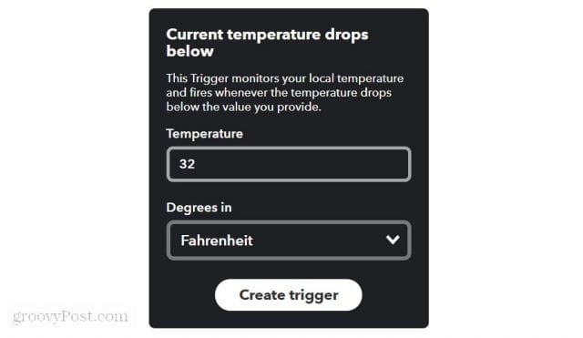 setting weather temperature limit in ifttt